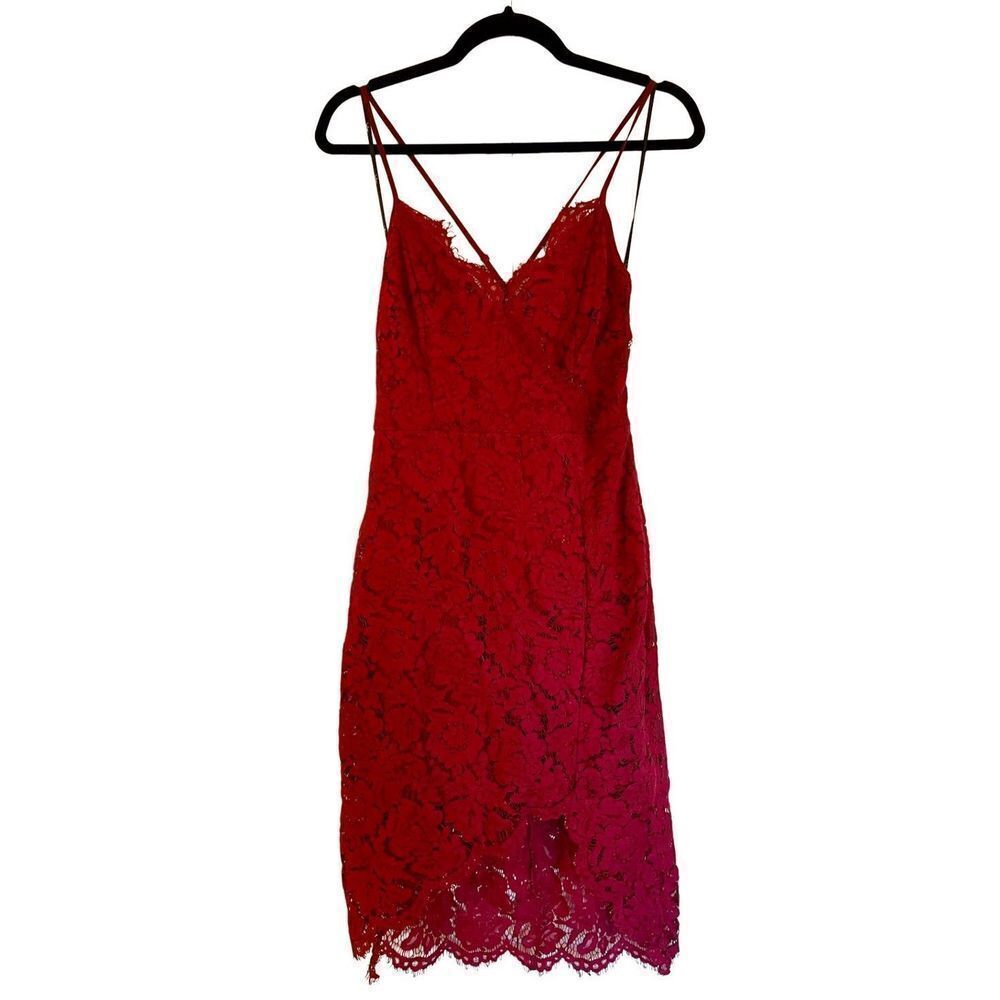 Lulu’s raspberry lace cross strap dress size large